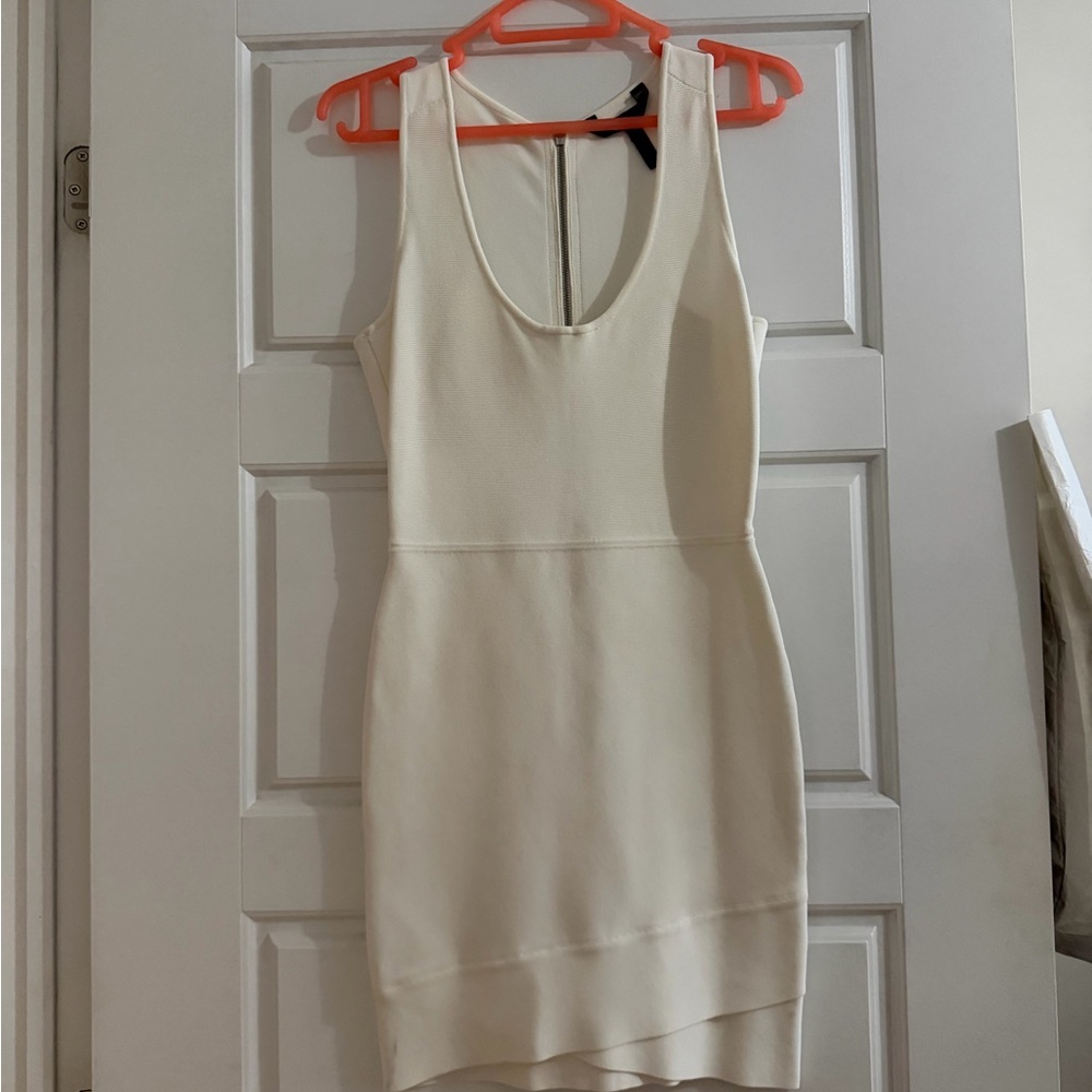 BCBGMaxAzria Cream Scoop Neck Mini Dress